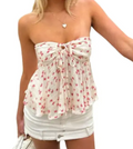 Y2K Floral Print Off-Shoulder Tube Top