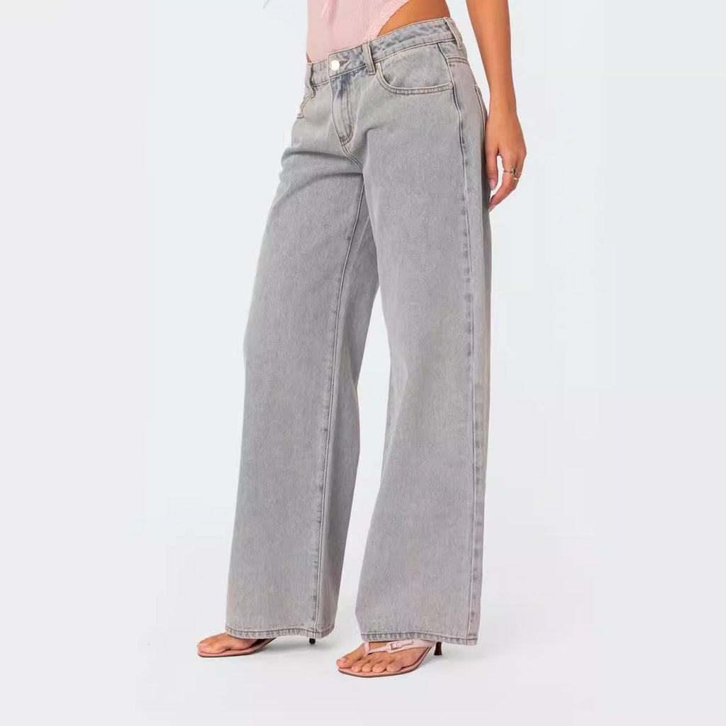 Retro Printed Loose Jeans