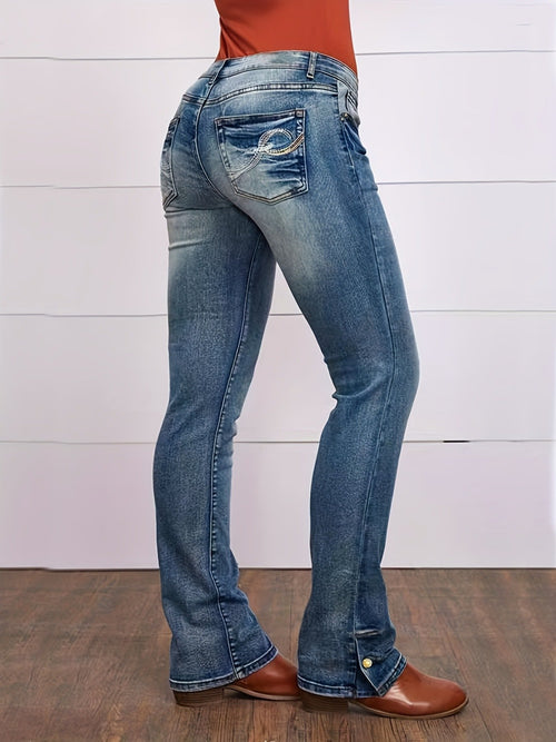 Embroidered Casual Jeans for Women